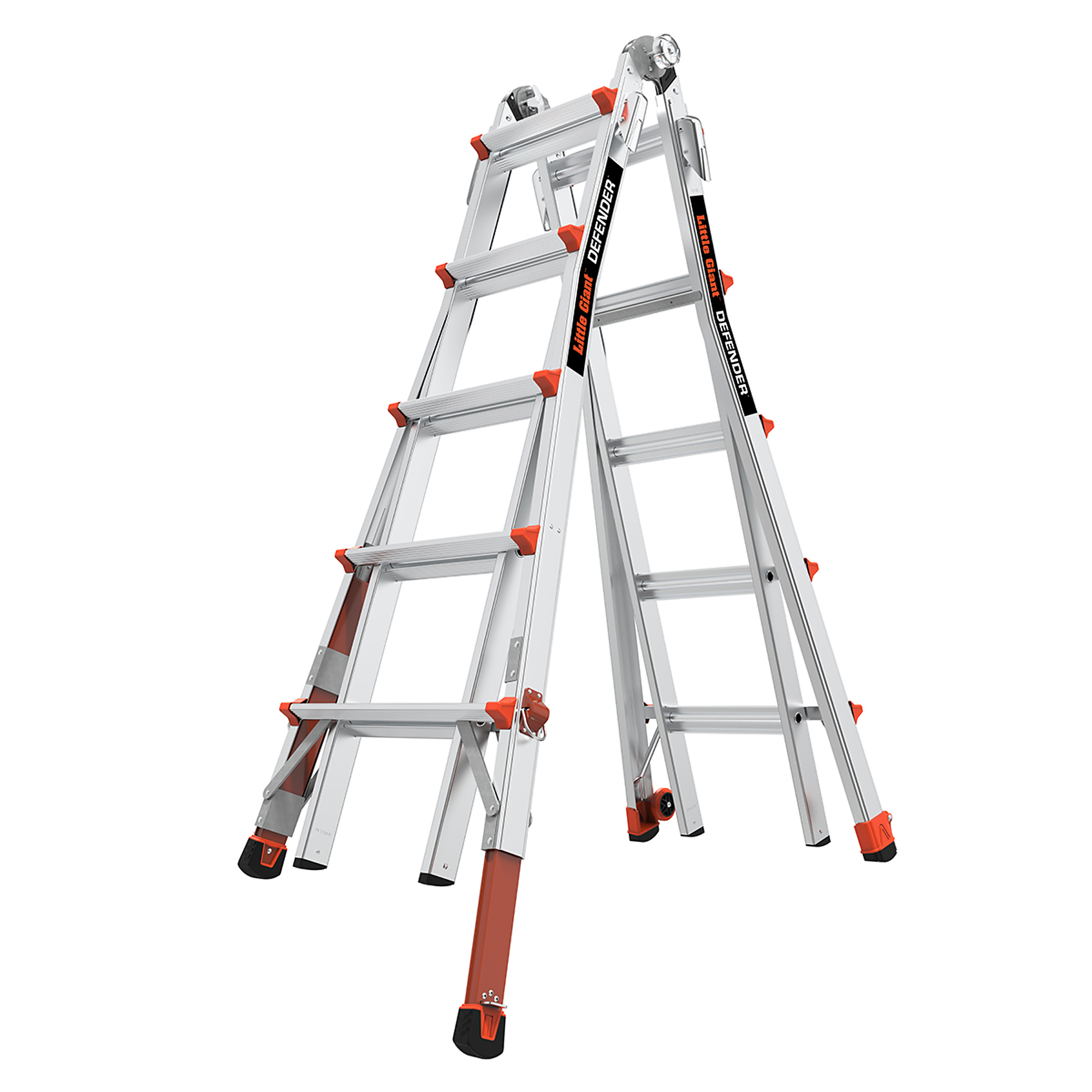 Little Giant Defender Multi-Position Ladder - 22ft., Aluminum, 300-Lb. Capacity, Type 1A, Ratchet Levelers, Fireman Heat Sensors, Model# 15182-882